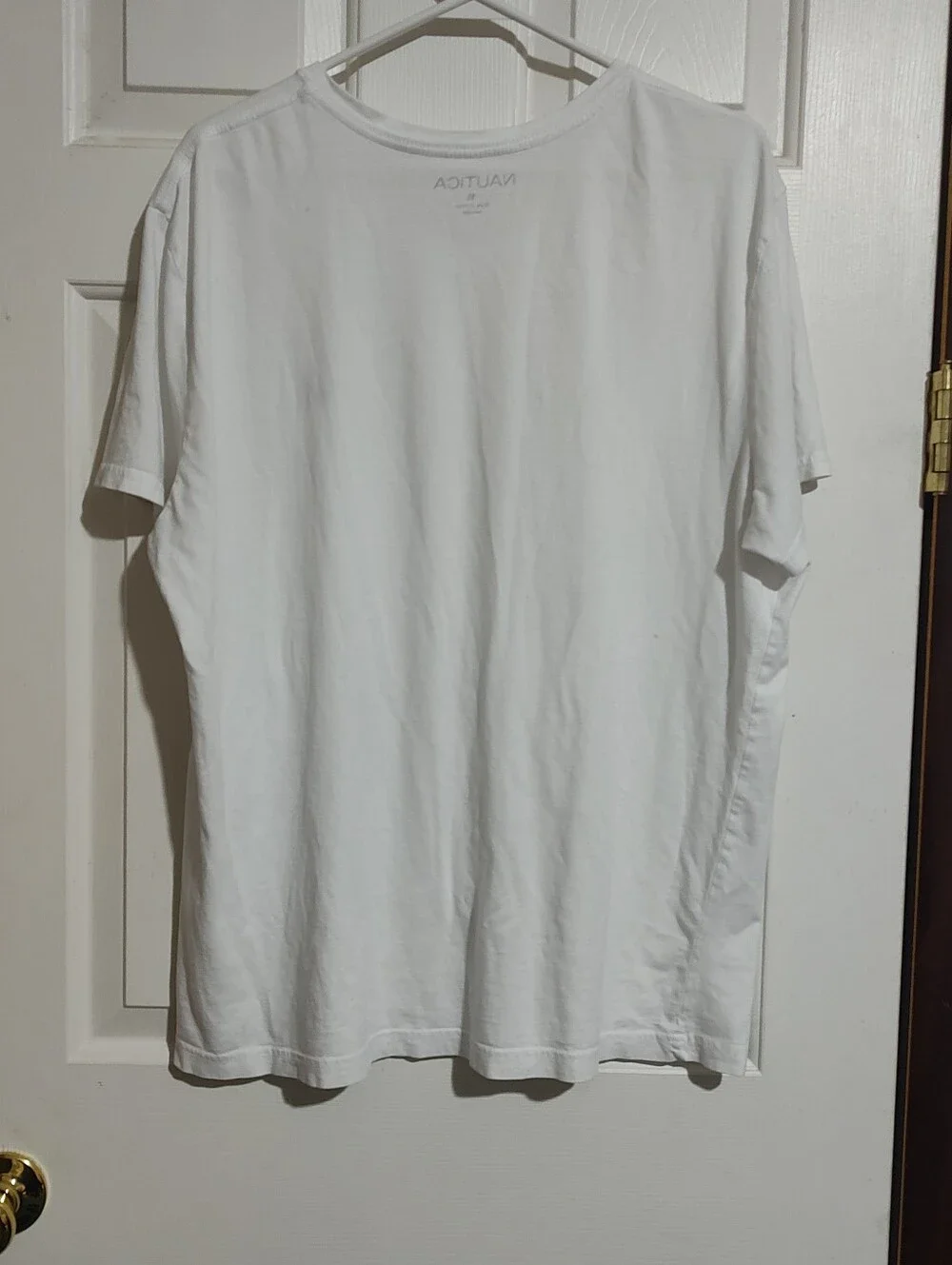 Nautica White V-Neck Short Sleeve Tee with Navy Logo
